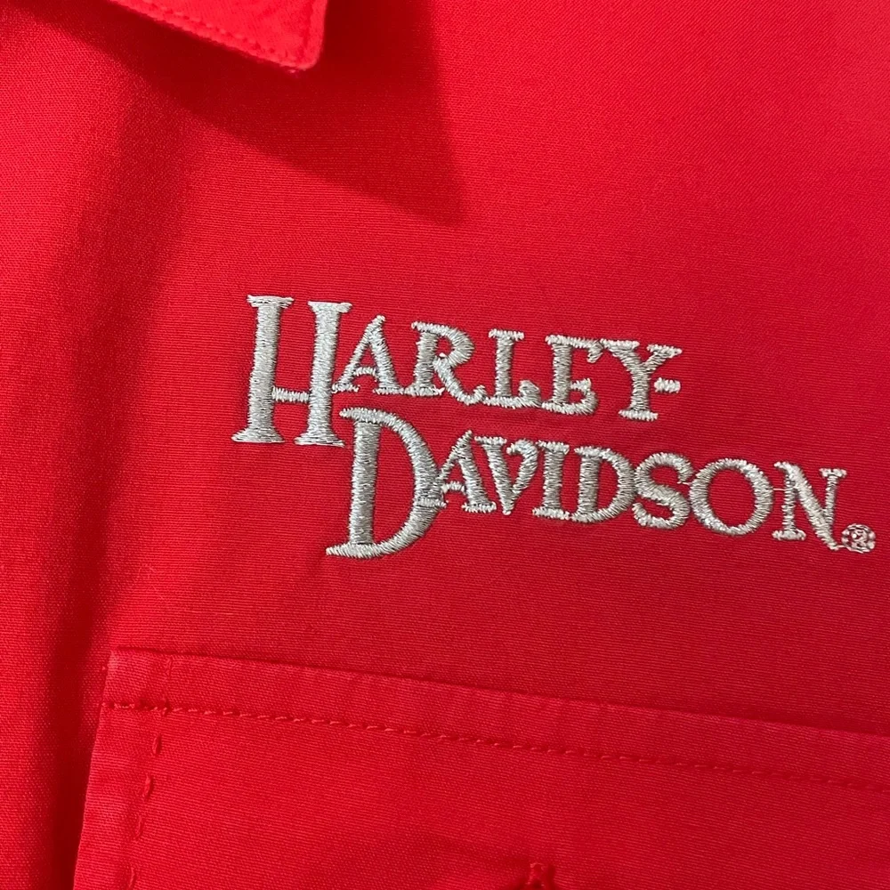 Harley-Davidson Red Long-Sleeve Button-Up Shirt with Chest Logo in - Picture 4 of 6